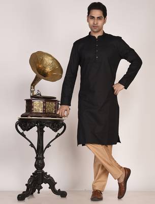 Men's self embossed designer cotton kurta 5