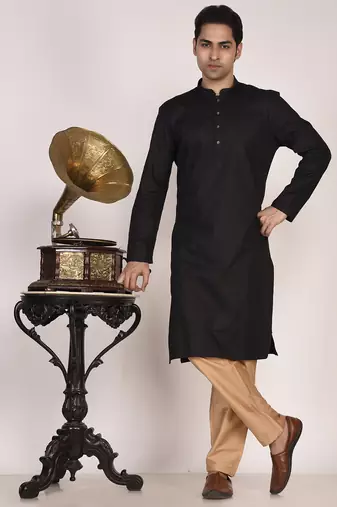 Men's self embossed designer cotton kurta
