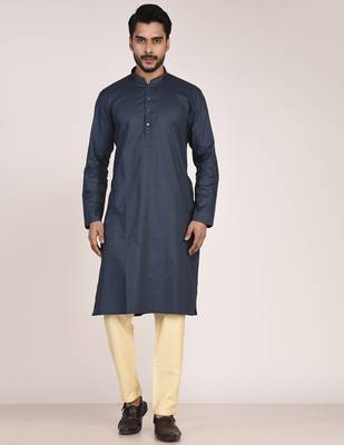 Men's self embossed designer cotton kurta 1