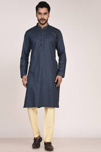 Men's self embossed designer cotton kurta