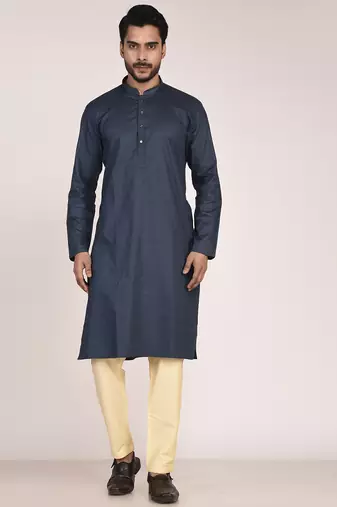 Men's self embossed designer cotton kurta