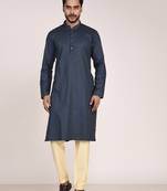 Men's self embossed designer cotton kurta