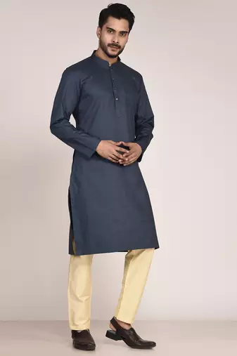 Men's self embossed designer cotton kurta