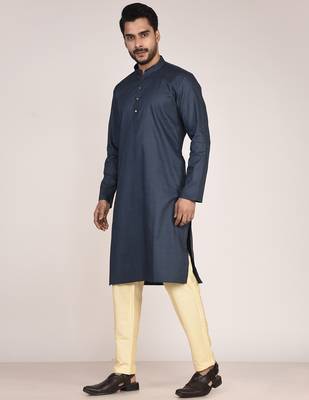 Men's self embossed designer cotton kurta 3