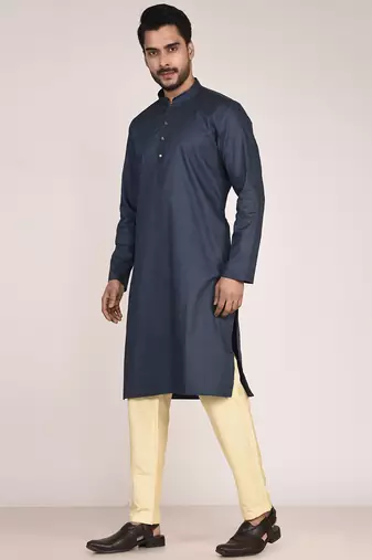 Men's self embossed designer cotton kurta