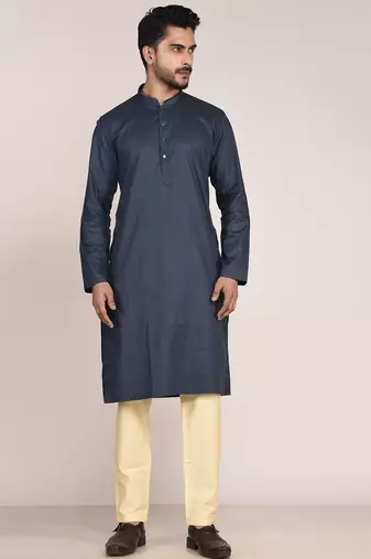 Men's self embossed designer cotton kurta