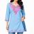Grey pink embroidered cotton short kurti 