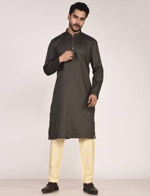 Men's self embossed designer cotton kurta 1