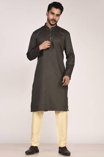 Men's self embossed designer cotton kurta