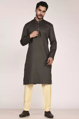 Men's self embossed designer cotton kurta