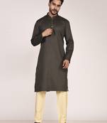 Men's self embossed designer cotton kurta