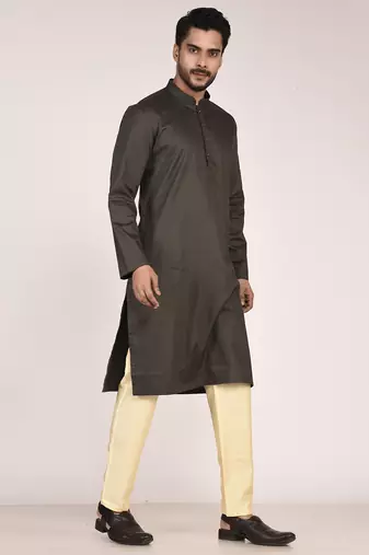Men's self embossed designer cotton kurta