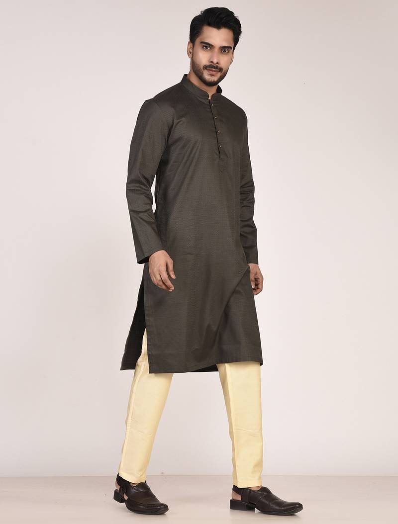 Men's self embossed designer cotton kurta