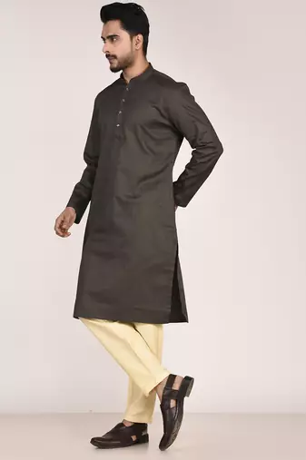 Men's self embossed designer cotton kurta