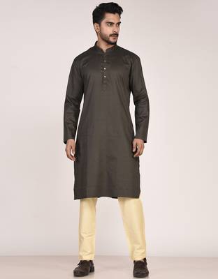 Men's self embossed designer cotton kurta 4