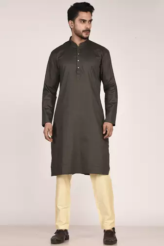 Men's self embossed designer cotton kurta