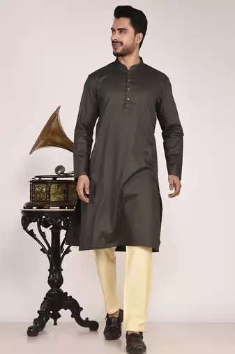 Men's self embossed designer cotton kurta