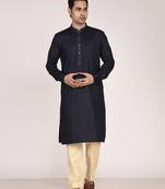 Men's solid mandarin collar cotton kurta