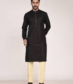 Men's solid mandarin collar cotton kurta