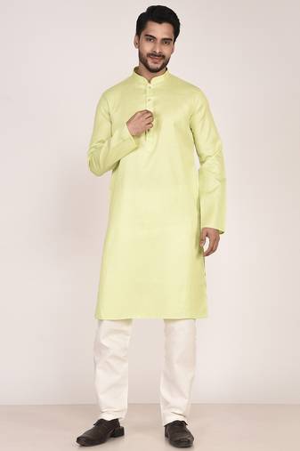 Men's self embossed cotton straight kurta