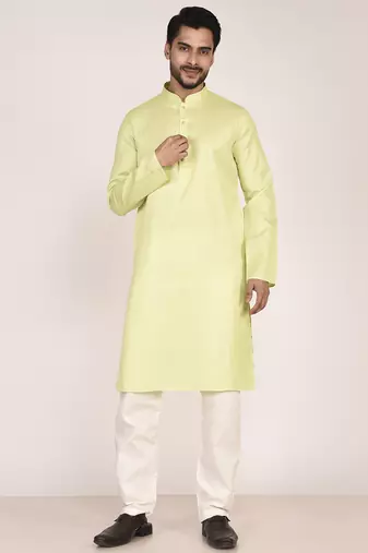 Men's self embossed cotton straight kurta