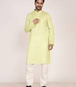 Men's self embossed cotton straight kurta