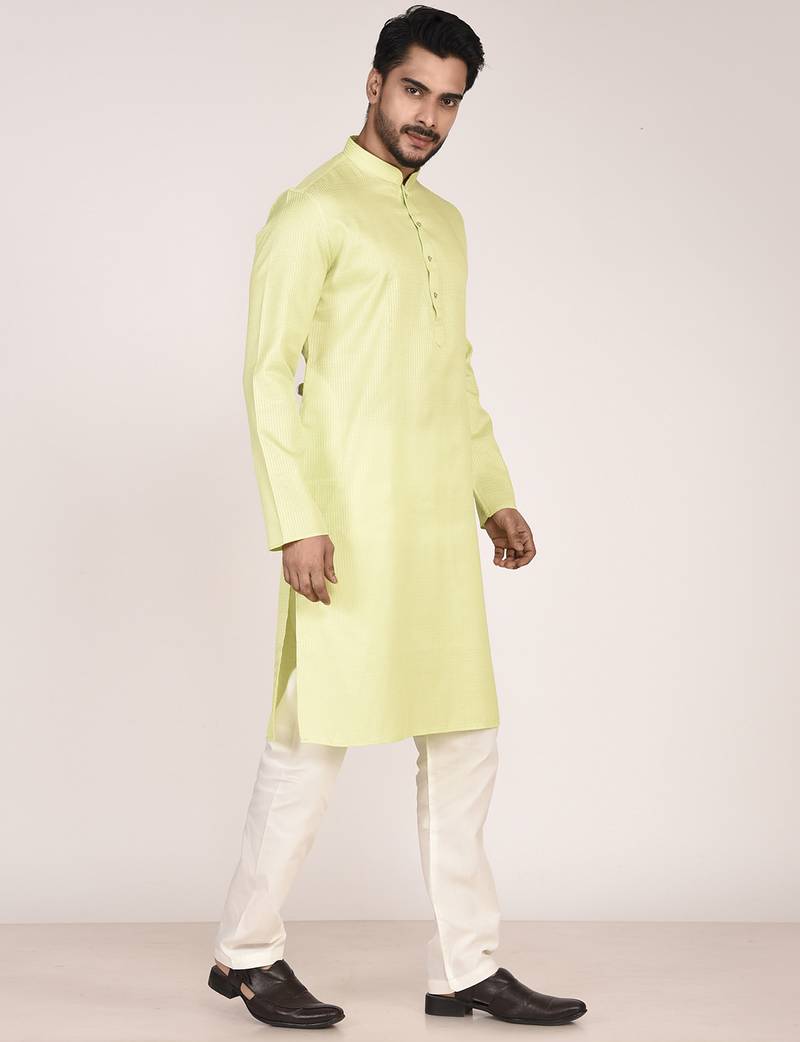 Men's self embossed cotton straight kurta