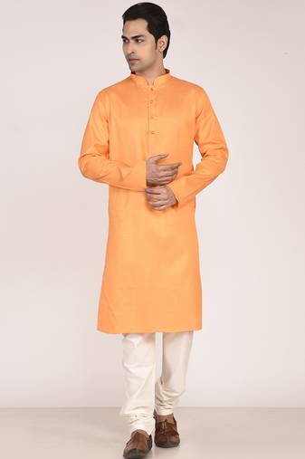 Men's self embossed cotton straight kurta