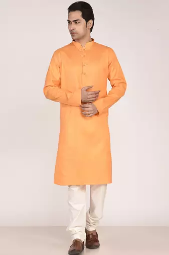 Men's self embossed cotton straight kurta