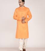 Men's self embossed cotton straight kurta