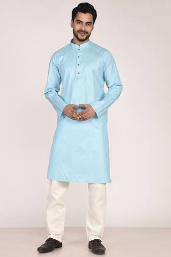 Men's self embossed cotton straight kurta