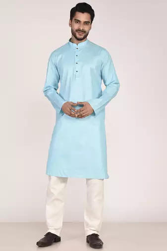 Men's self embossed cotton straight kurta