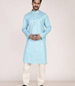 Men's self embossed cotton straight kurta
