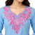 Grey pink embroidered cotton short kurti 