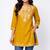 Mustard embroidered cotton short kurti 