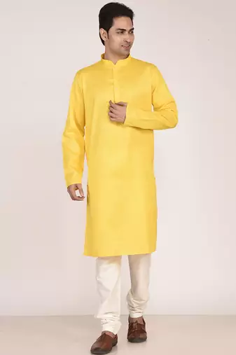 Men's self embossed cotton straight kurta