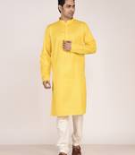 Men's self embossed cotton straight kurta