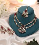 Red color kundan necklace set