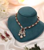 Red color kundan necklace set