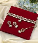 Red color choker kundan necklace set