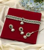 Green color choker kundan necklace set