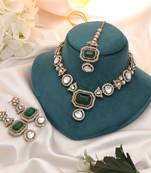 Green color kundan necklace set