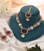 Red color kundan necklace set
