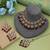 Maroon color meena work kundan necklace set