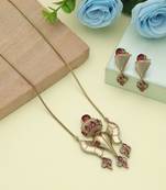 Rani color lord ganesha american diamond necklace set