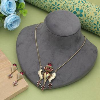 Rani color lord ganesha american diamond necklace set 2