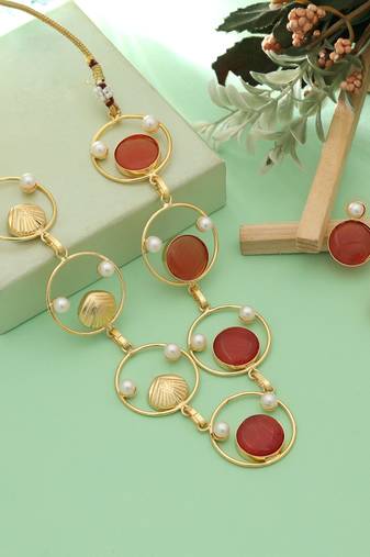Orange color amrapali necklace set