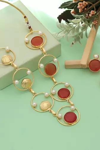Orange color amrapali necklace set