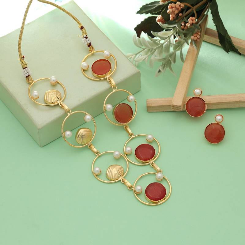 Orange color amrapali necklace set