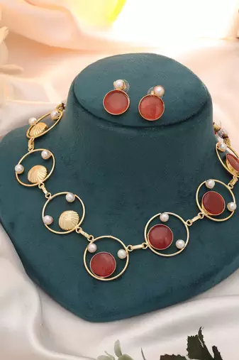 Orange color amrapali necklace set